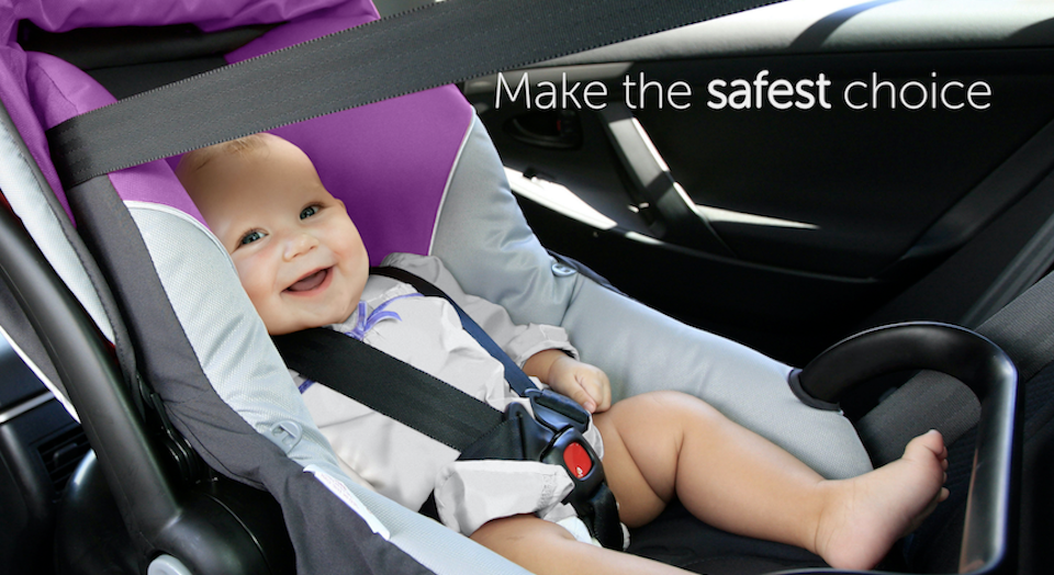 Child Car Seats - Make the Safest Choice - image of a baby reclined in a rear facing child car seat